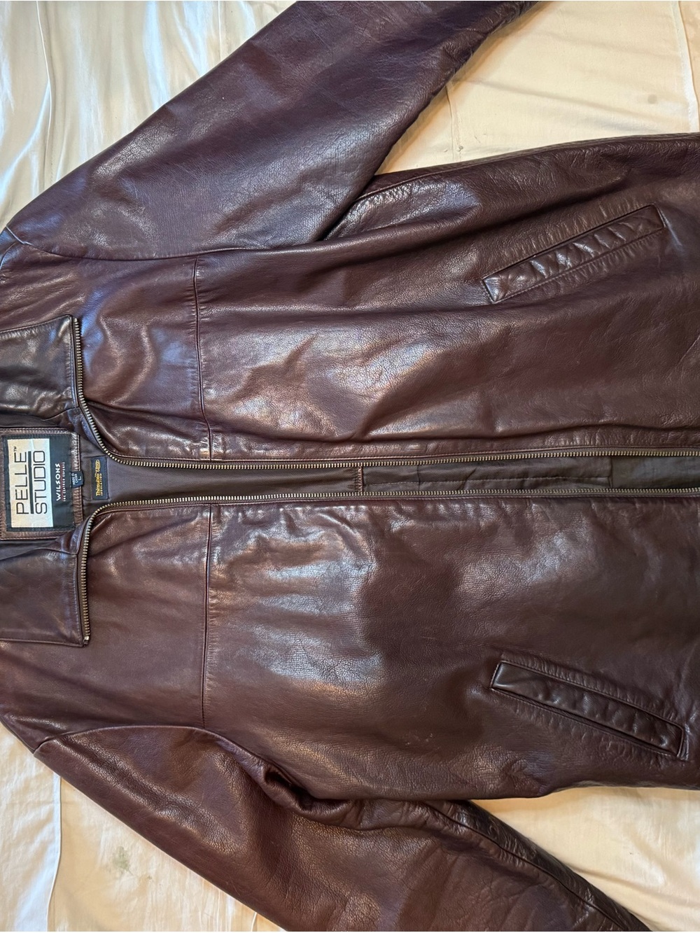 Pelle Studio Men's Deep Burgundy Leather Bomber Jacket
